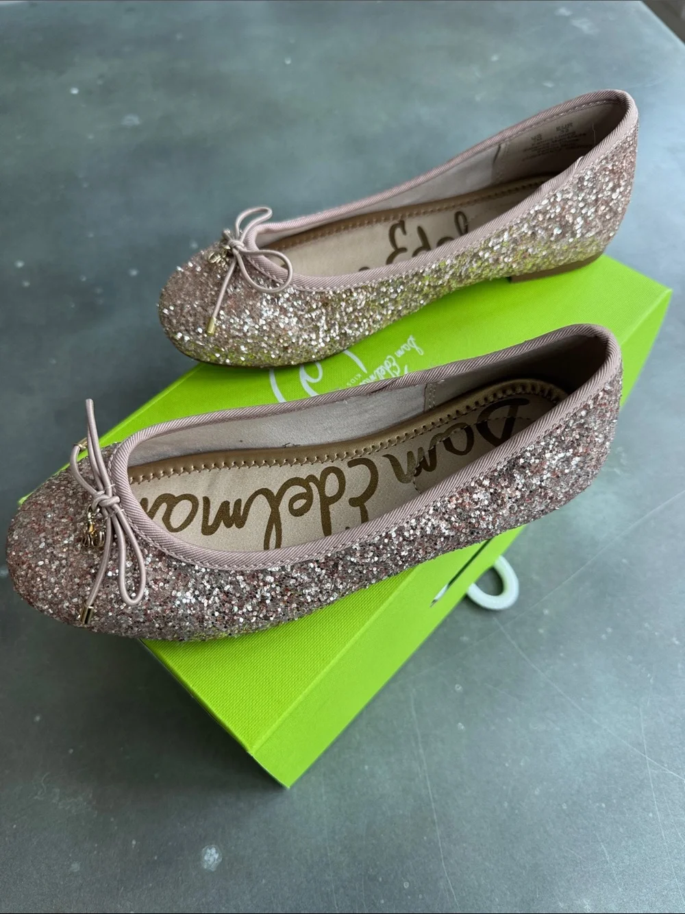 Sam Edelman Girls Glitter Ballet Flats in Blush Pink